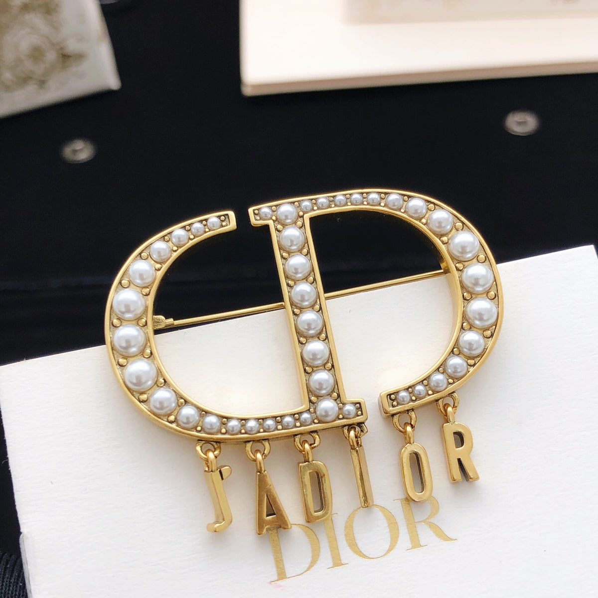Dior CD Pearl-Look Letter Fringe Brooch - product image 1