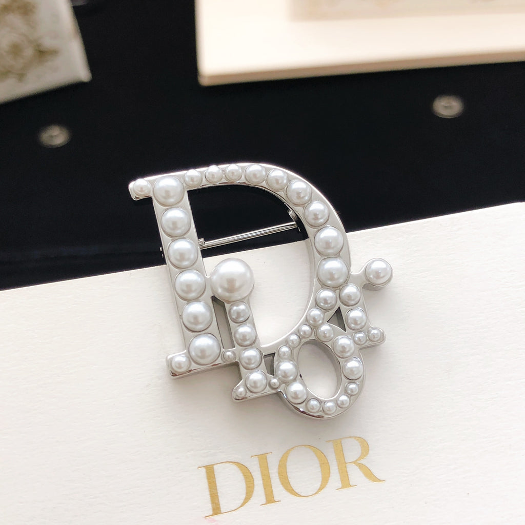 Dior Pearl-Look Monogram Brooch - product image 1