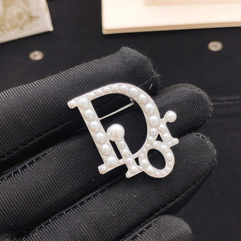 Dior Pearl-Look Monogram Brooch - product image 7