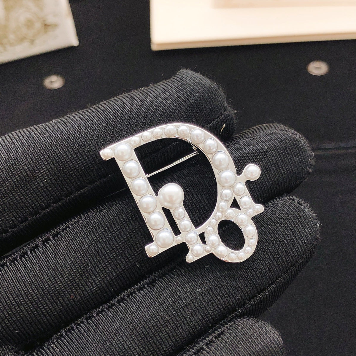 Dior Pearl-Look Monogram Brooch - product image 7