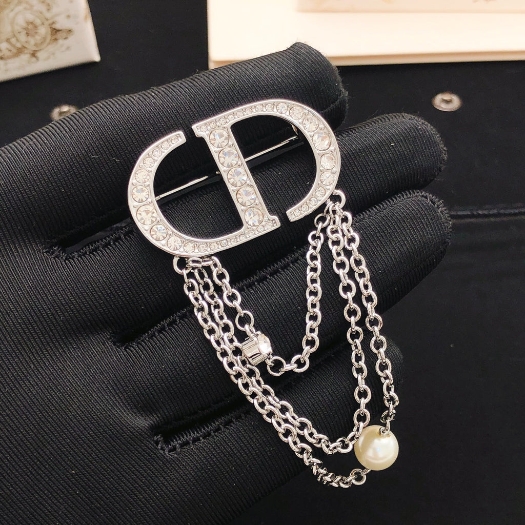 Dior Silver-Tone CD Draped-Chain Brooch - product image 5