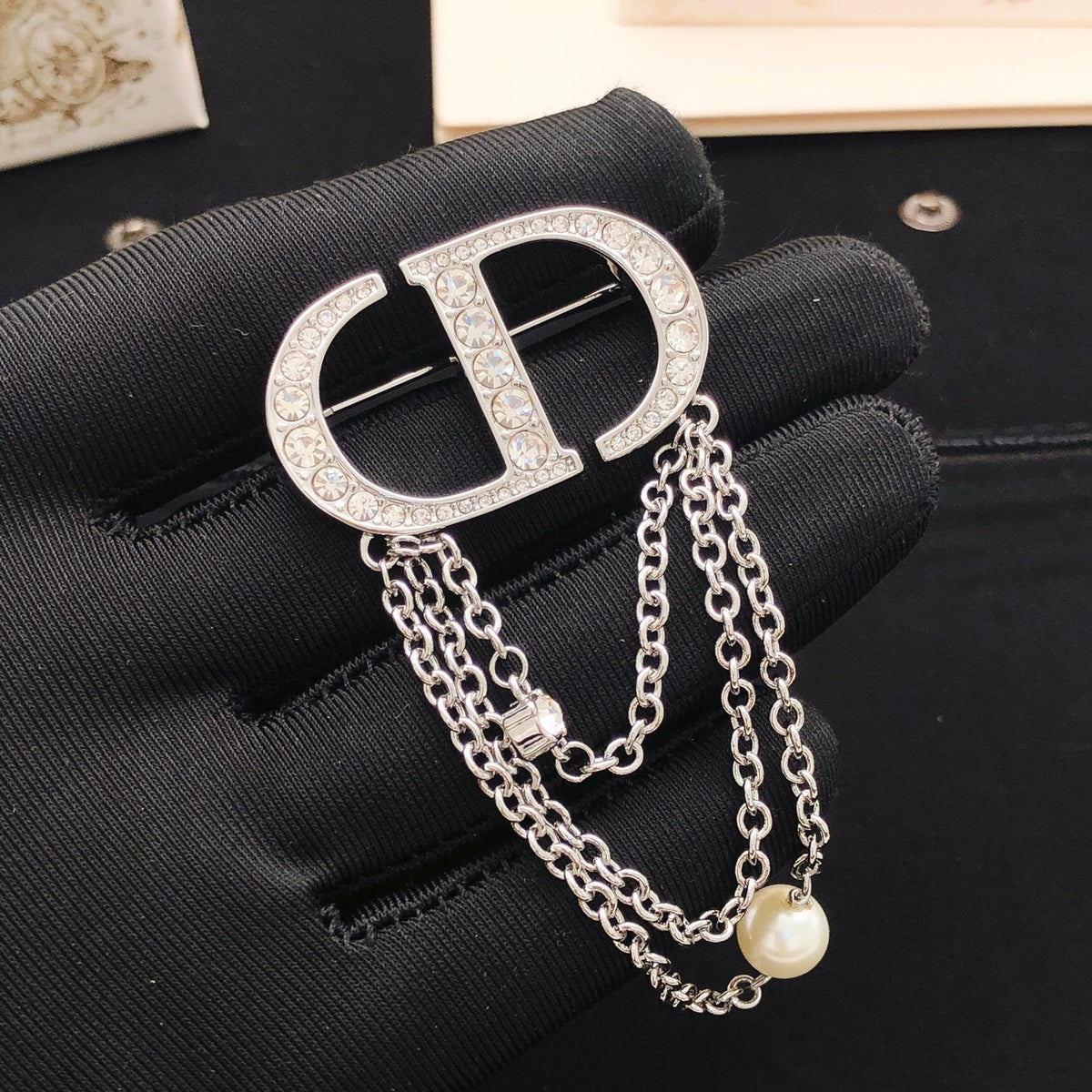 Dior Silver-Tone CD Draped-Chain Brooch - product image 5