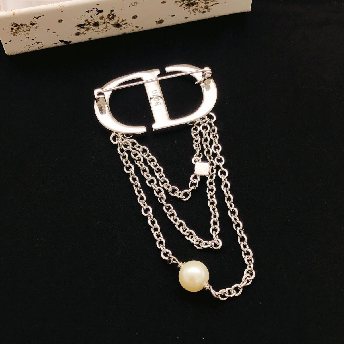 Dior Silver-Tone CD Draped-Chain Brooch - product image 2