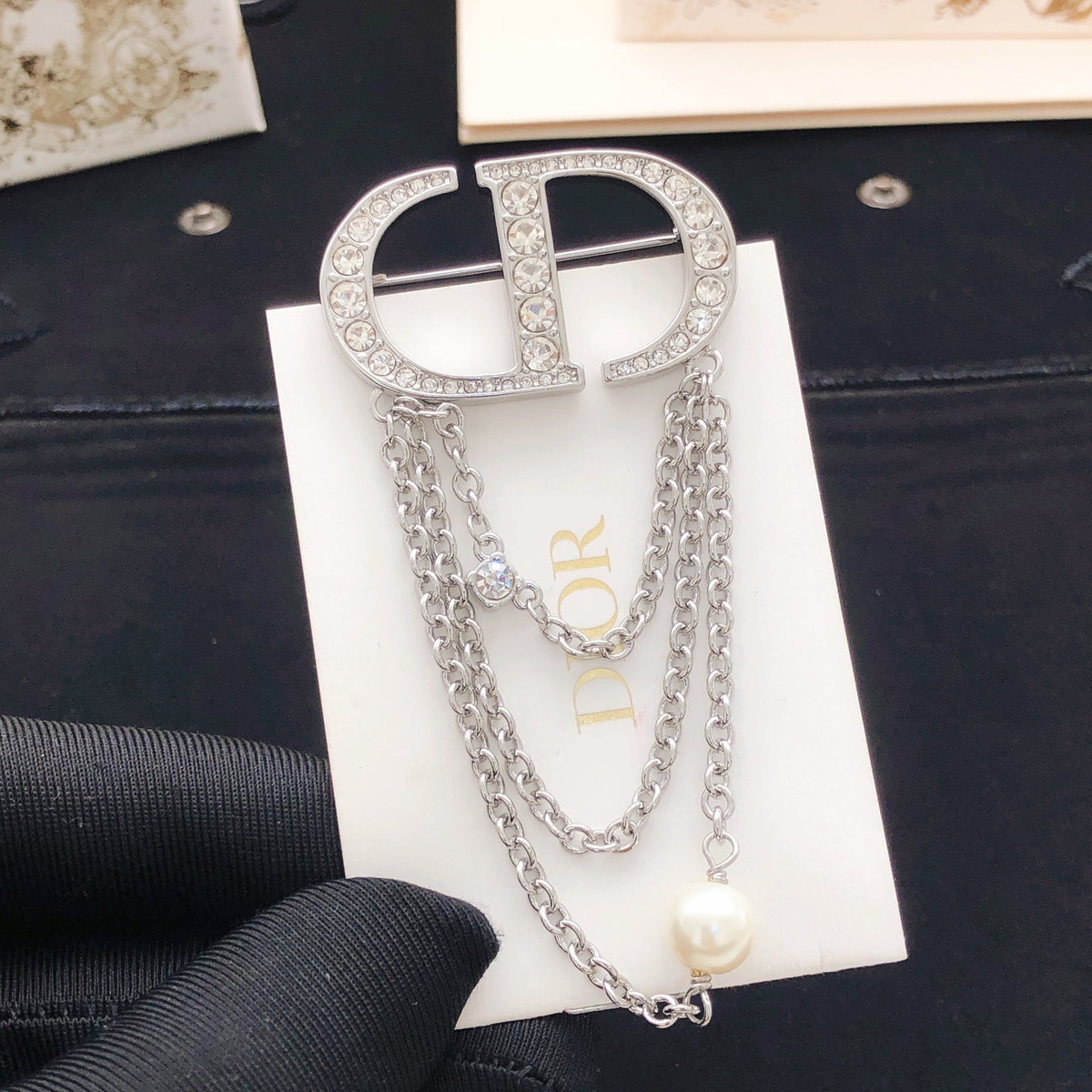 Dior Silver-Tone CD Draped-Chain Brooch - product image 4