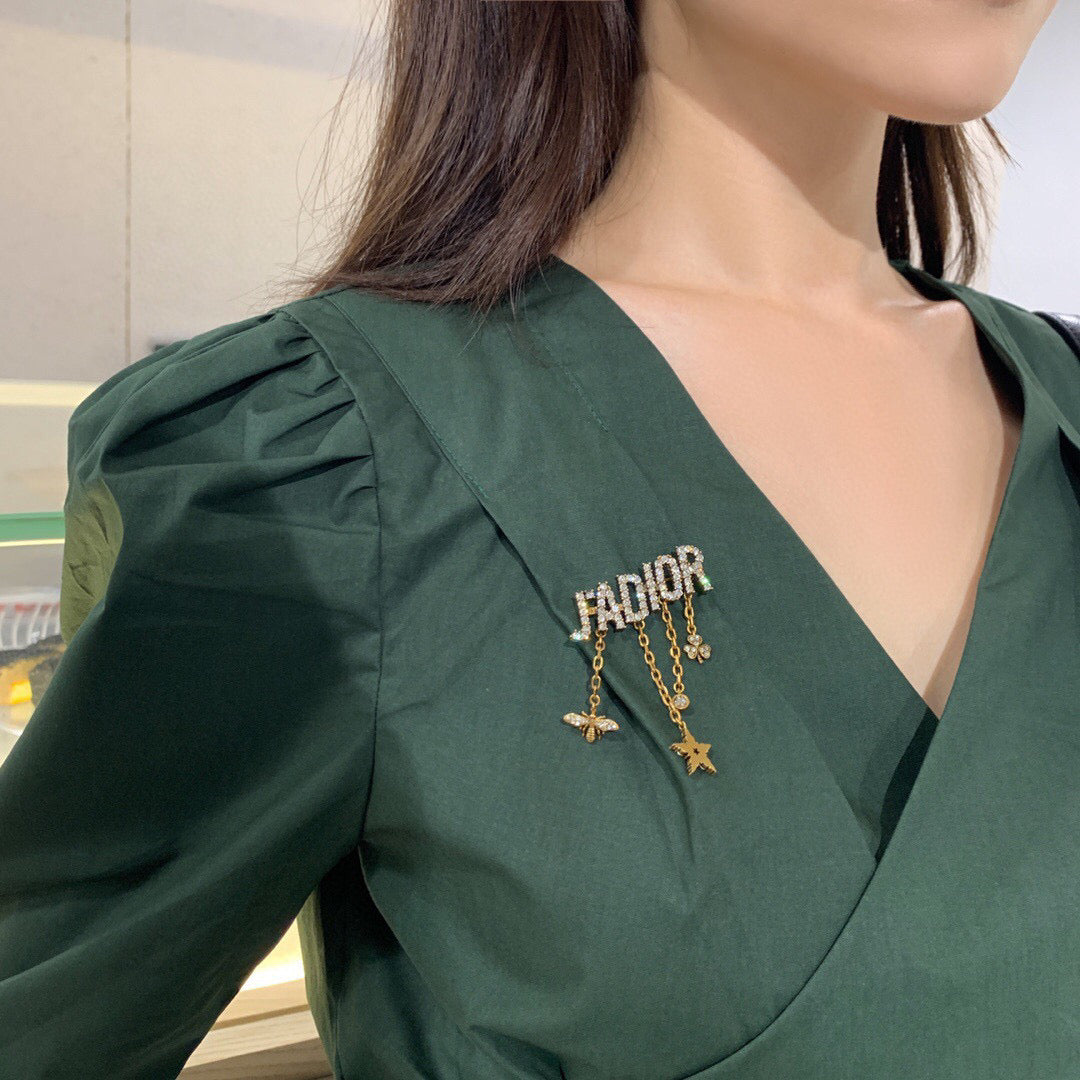 Dior Crystal Letter Charm Fringe Brooch - product image 6