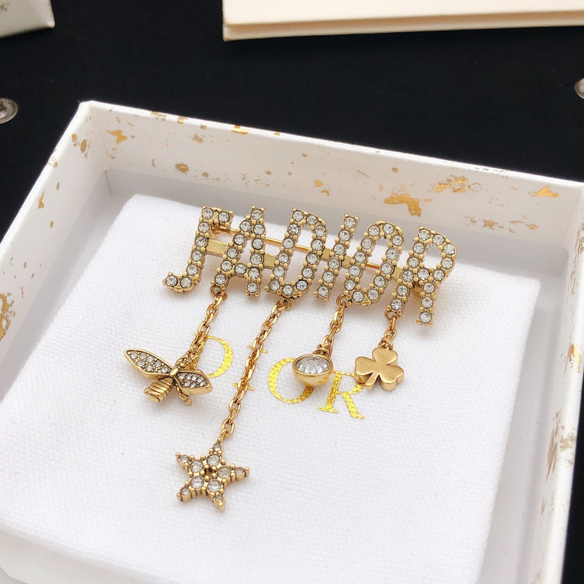 Dior Crystal Letter Charm Fringe Brooch - product image 1