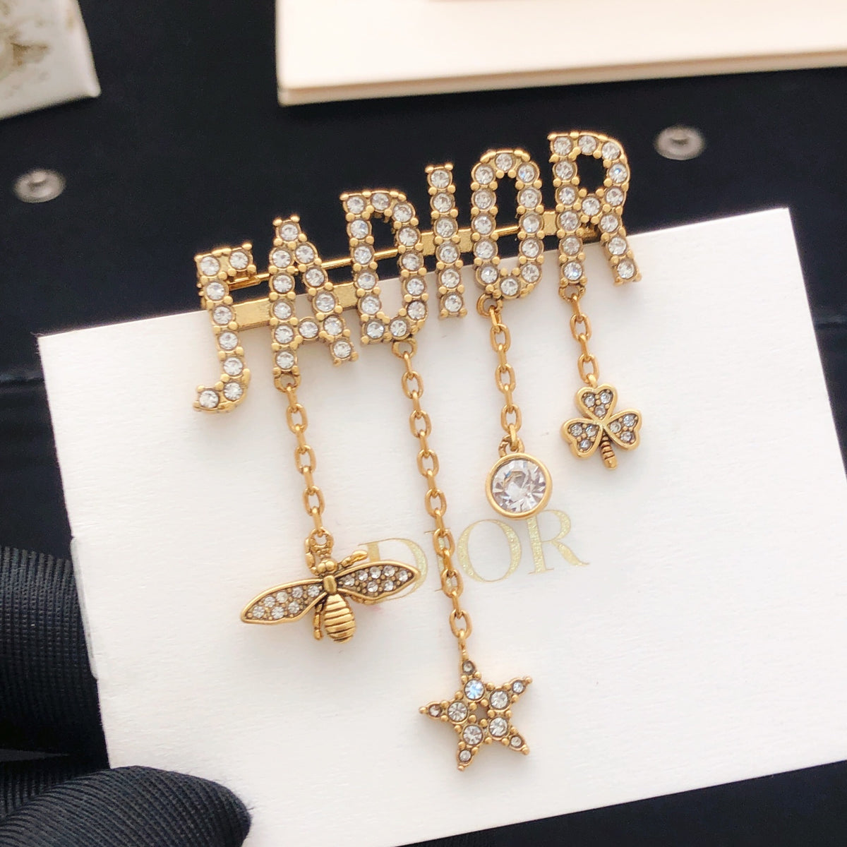 Dior Crystal Letter Charm Fringe Brooch - product image 5