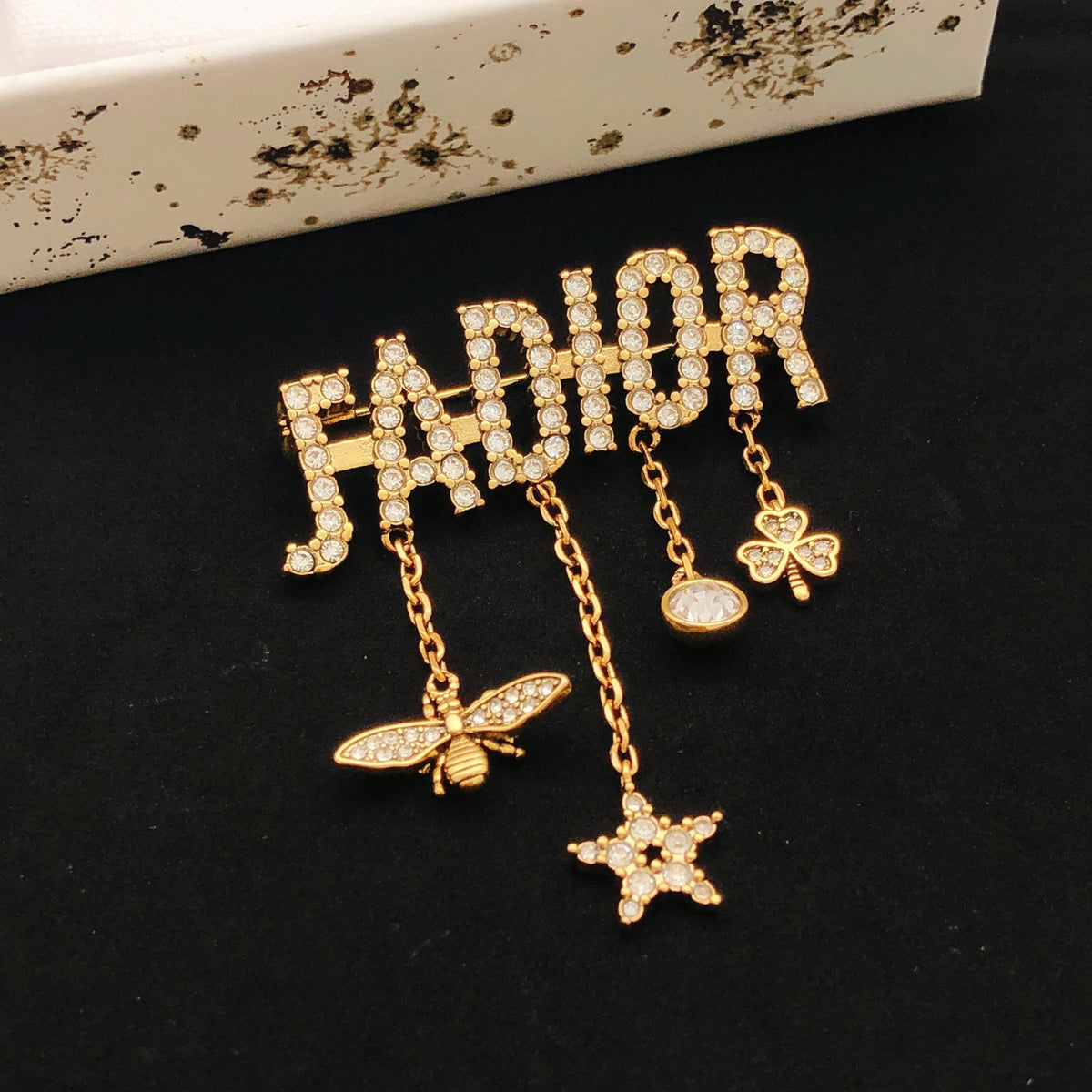 Dior Crystal Letter Charm Fringe Brooch - product image 2