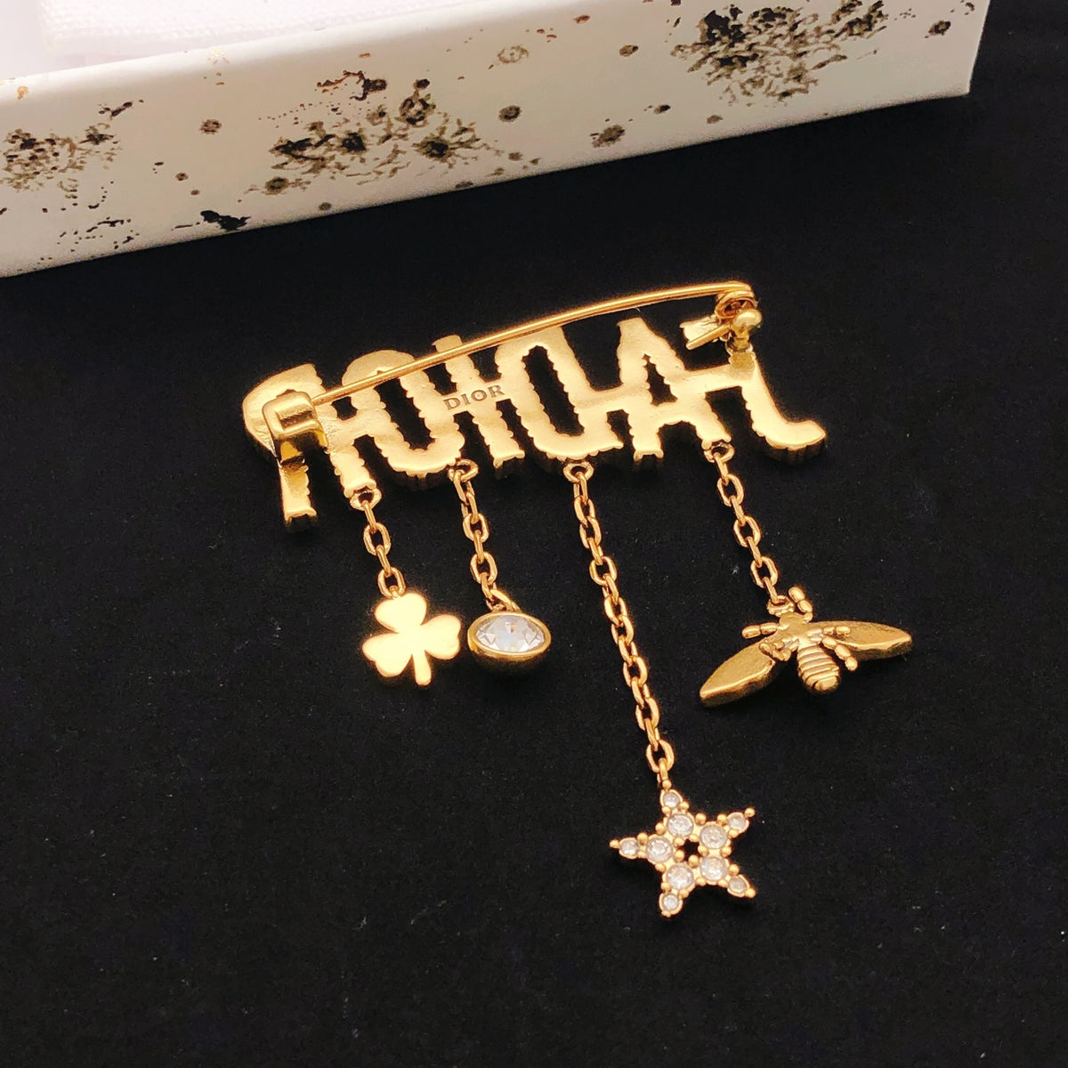 Dior Crystal Letter Charm Fringe Brooch - product image 3