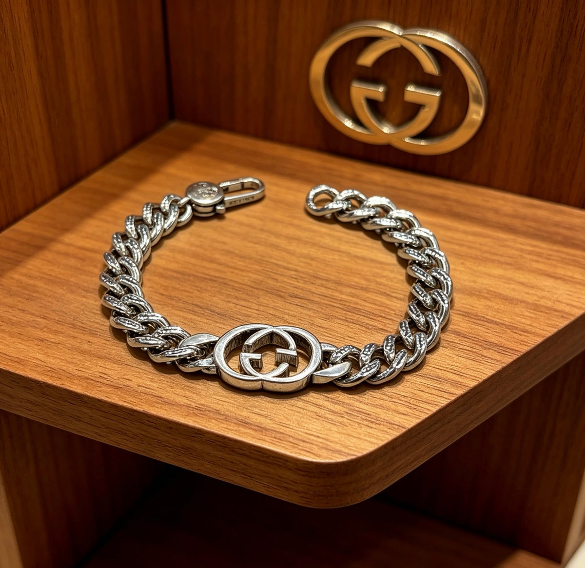 Gucci Silver-Tone GG Double Chain Bracelet - album image 1