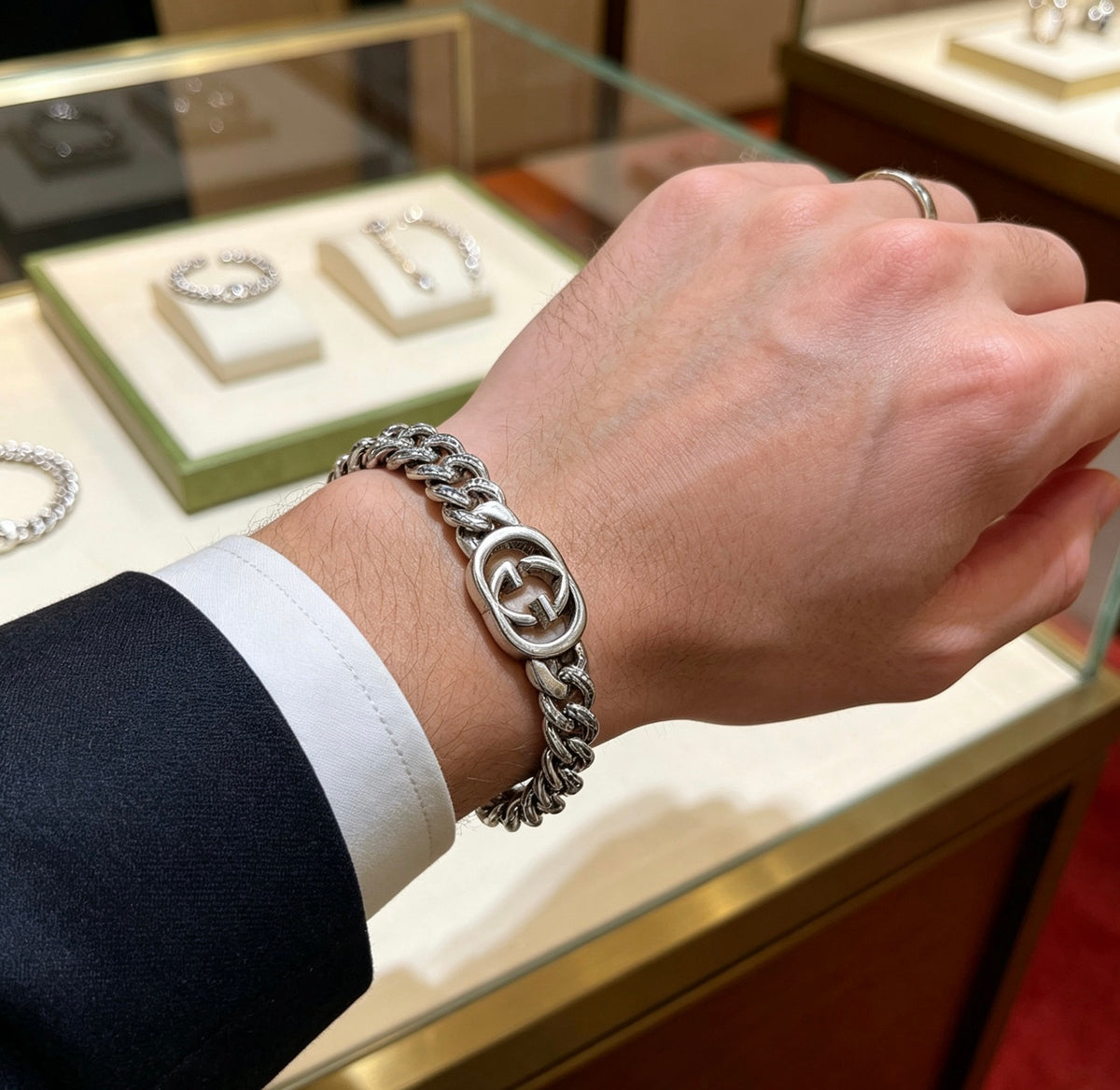 Gucci Silver-Tone GG Double Chain Bracelet - album image 8