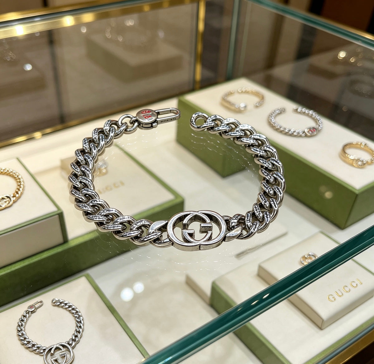 Gucci Silver-Tone GG Double Chain Bracelet - album image 4