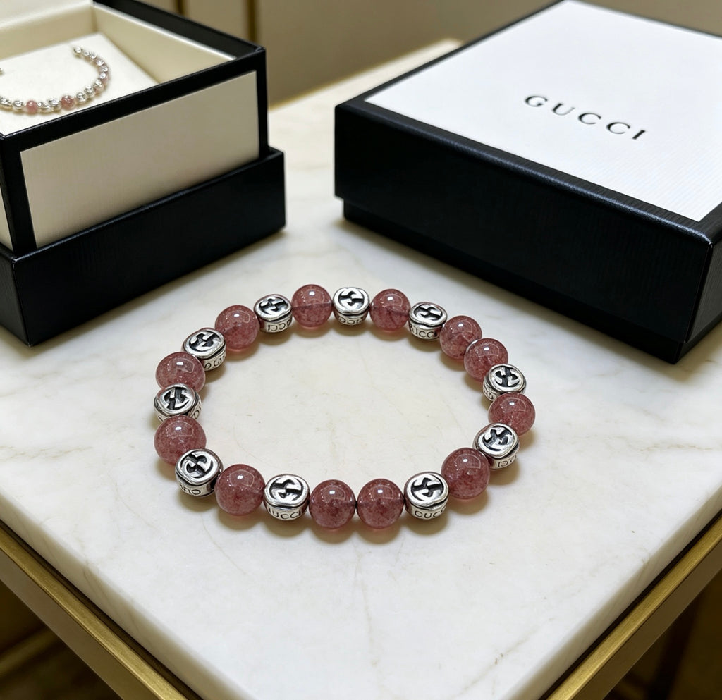 Gucci Anger Forest Interlocking G Black Agate Agate Strawberry Crystal Accent Bracelet - album image 5
