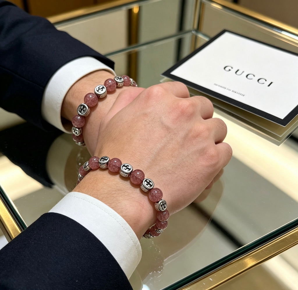 Gucci Anger Forest Interlocking G Black Agate Agate Strawberry Crystal Accent Bracelet - album image 9