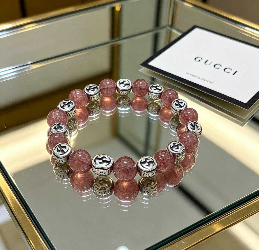 Gucci Anger Forest Interlocking G Black Agate Agate Strawberry Crystal Accent Bracelet - album image 4