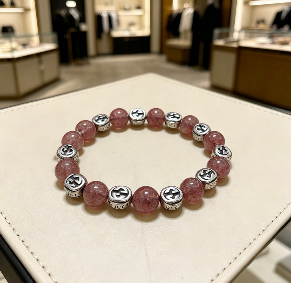 Gucci Anger Forest Interlocking G Black Agate Agate Strawberry Crystal Accent Bracelet - album image 7