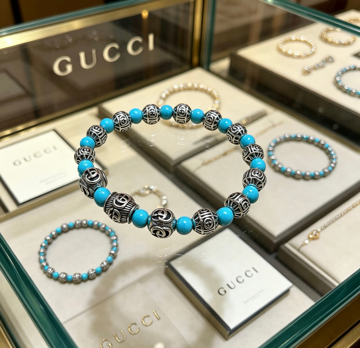 Gucci Anger Forest Interlocking G Black Agate Agate Crystal Accent Antiqued Bracelet - album image 4