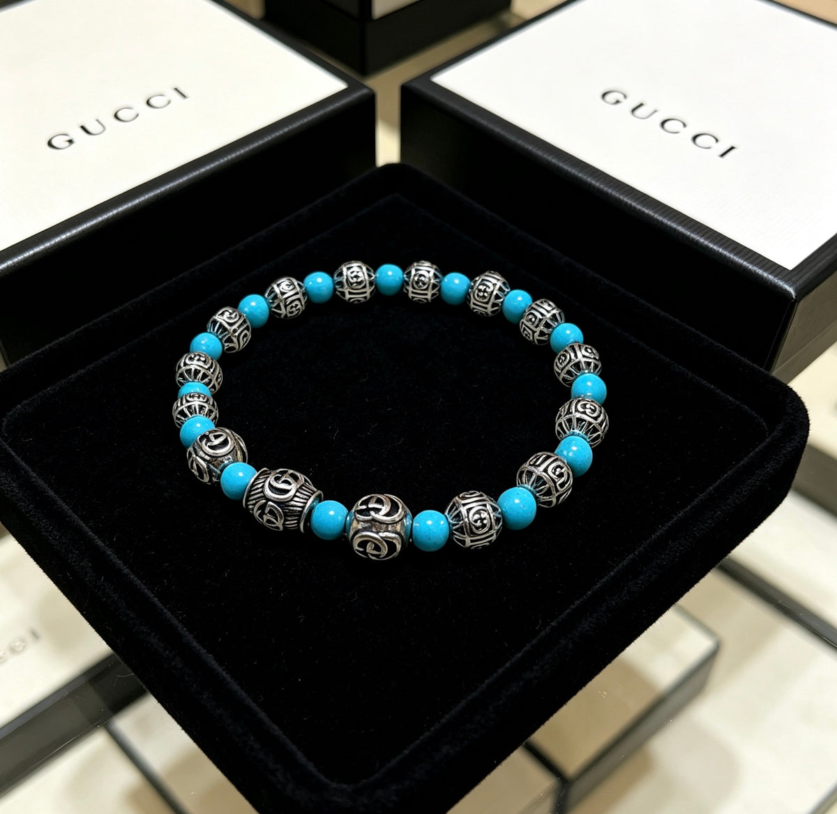 Gucci Anger Forest Interlocking G Black Agate Agate Crystal Accent Antiqued Bracelet - album image 8