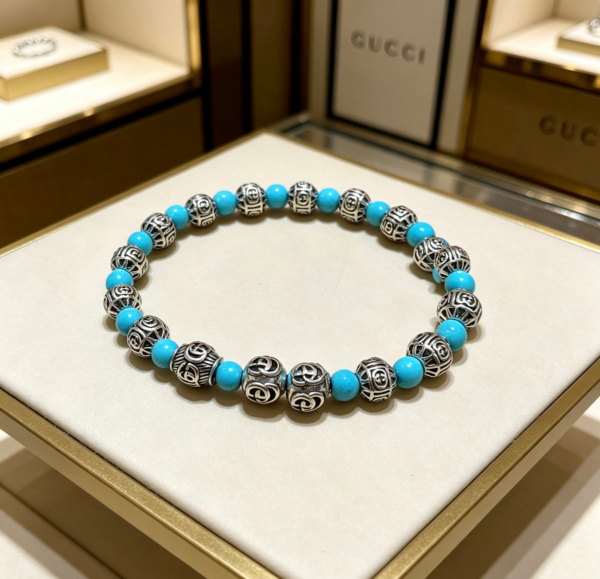 Gucci Anger Forest Interlocking G Black Agate Agate Crystal Accent Antiqued Bracelet - album image 2