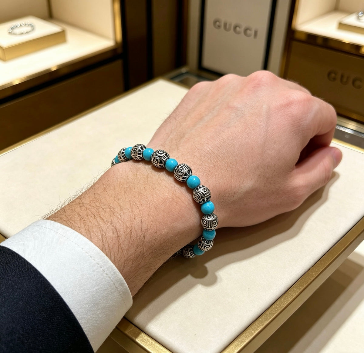 Gucci Anger Forest Interlocking G Black Agate Agate Crystal Accent Antiqued Bracelet - album image 3