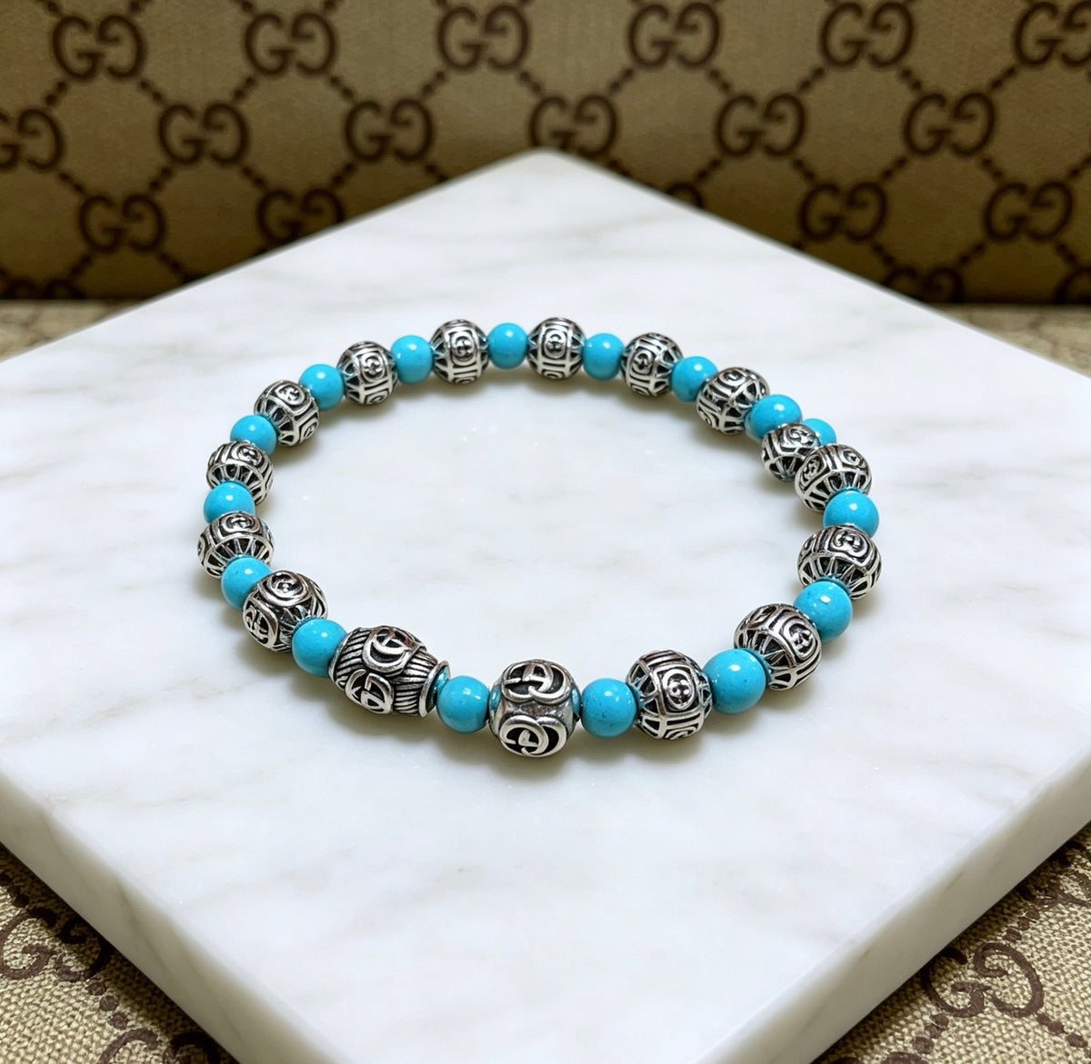 Gucci Anger Forest Interlocking G Black Agate Agate Crystal Accent Antiqued Bracelet - album image 5