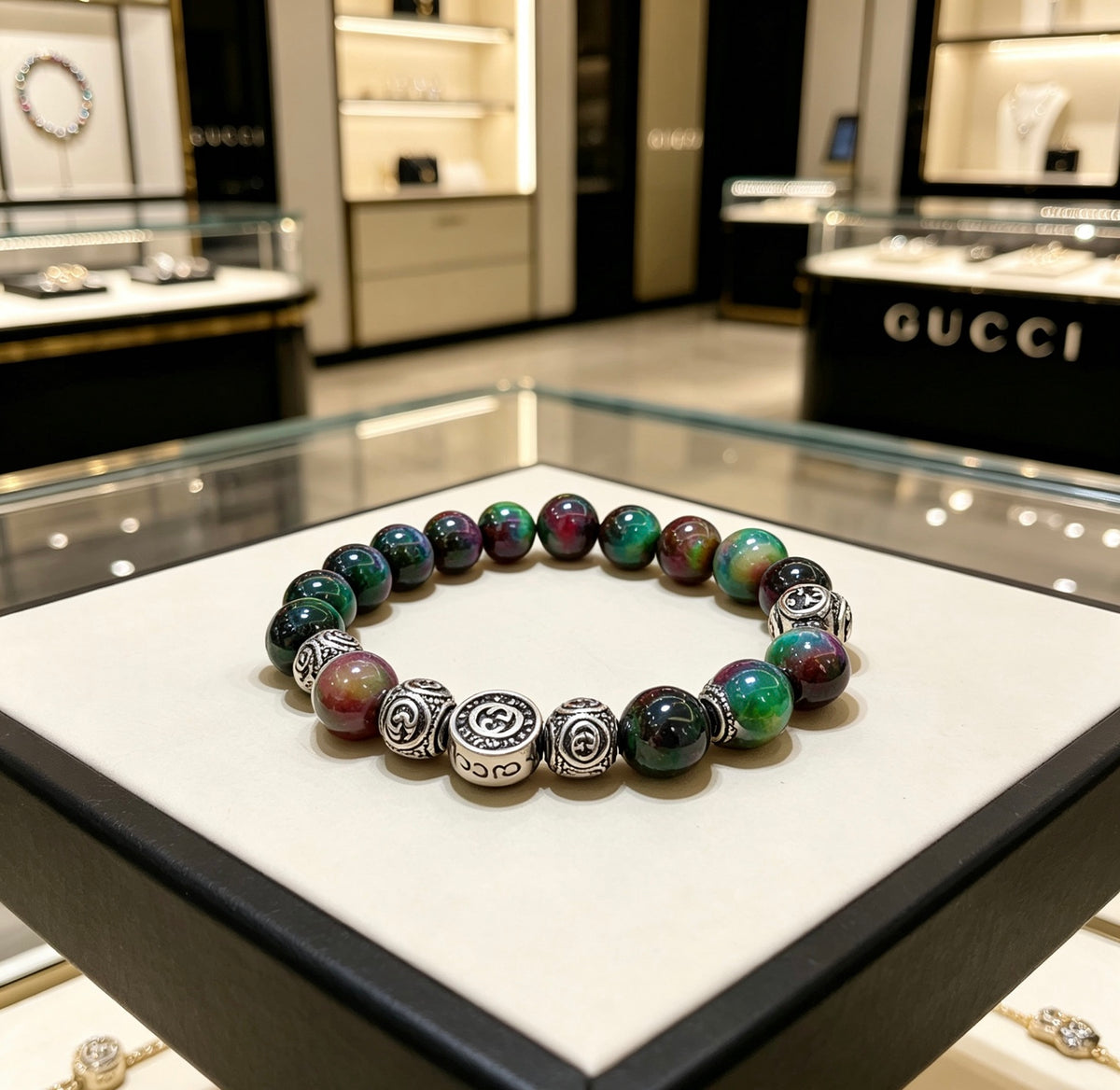 Gucci Anger Forest Interlocking G Tiger Eye Black Agate Agate Crystal Accent Bracelet - album image 2