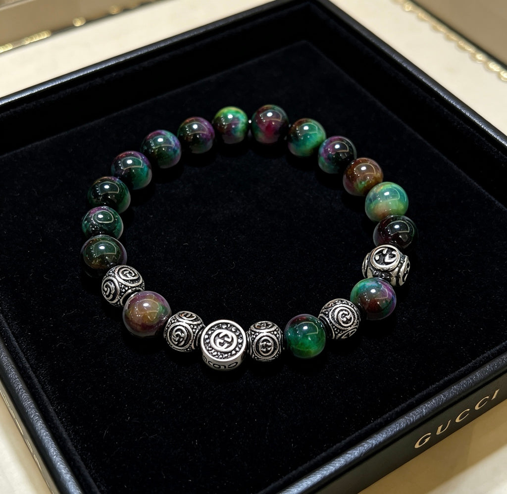 Gucci Anger Forest Interlocking G Tiger Eye Black Agate Agate Crystal Accent Bracelet - album image 4