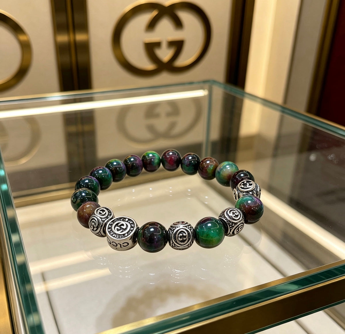 Gucci Anger Forest Interlocking G Tiger Eye Black Agate Agate Crystal Accent Bracelet - album image 5