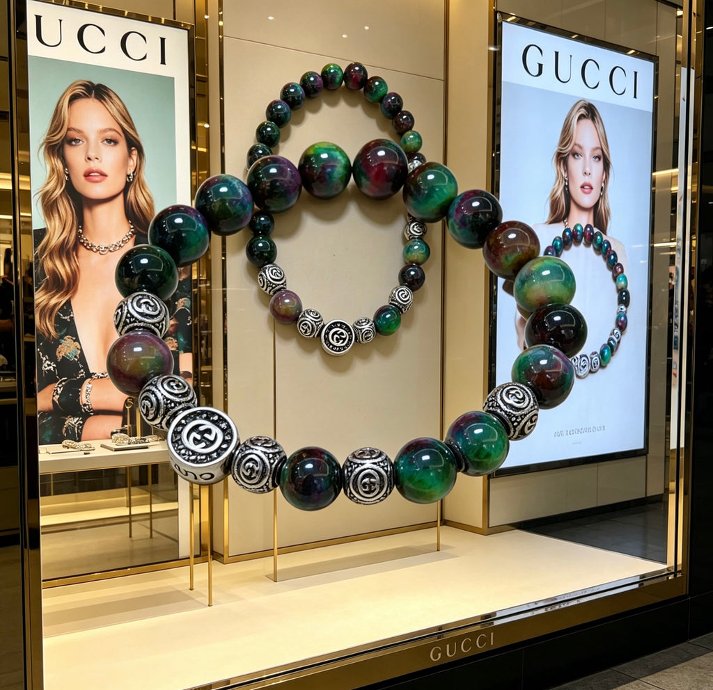 Gucci Anger Forest Interlocking G Tiger Eye Black Agate Agate Crystal Accent Bracelet - album image 7