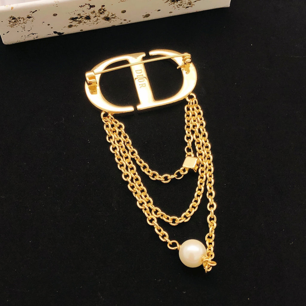 Dior Gold-Tone CD Draped-Chain Brooch - product image 7