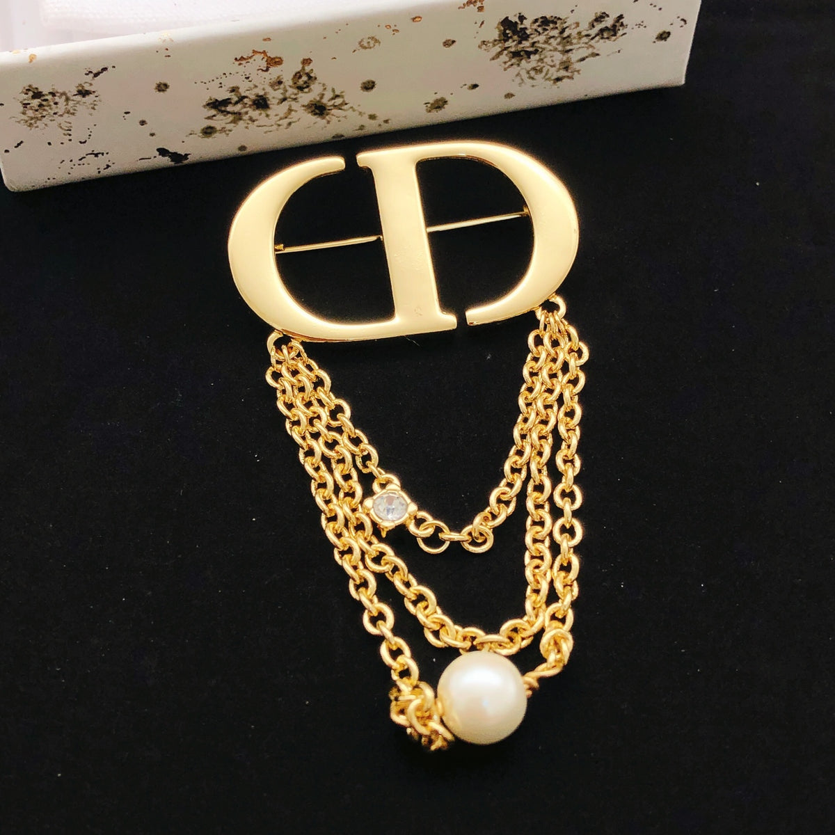 Dior Gold-Tone CD Draped-Chain Brooch - product image 6