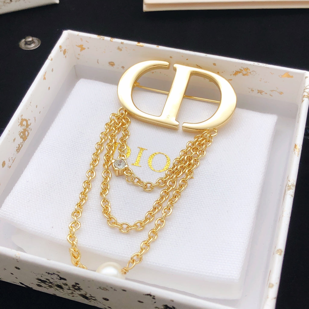 Dior Gold-Tone CD Draped-Chain Brooch - product image 10