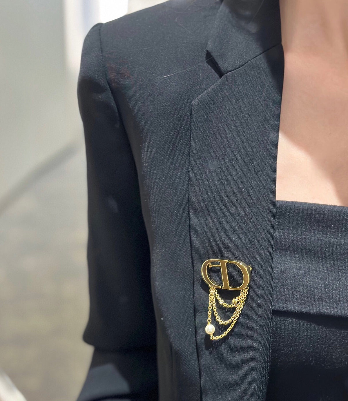 Dior Gold-Tone CD Draped-Chain Brooch - product image 11