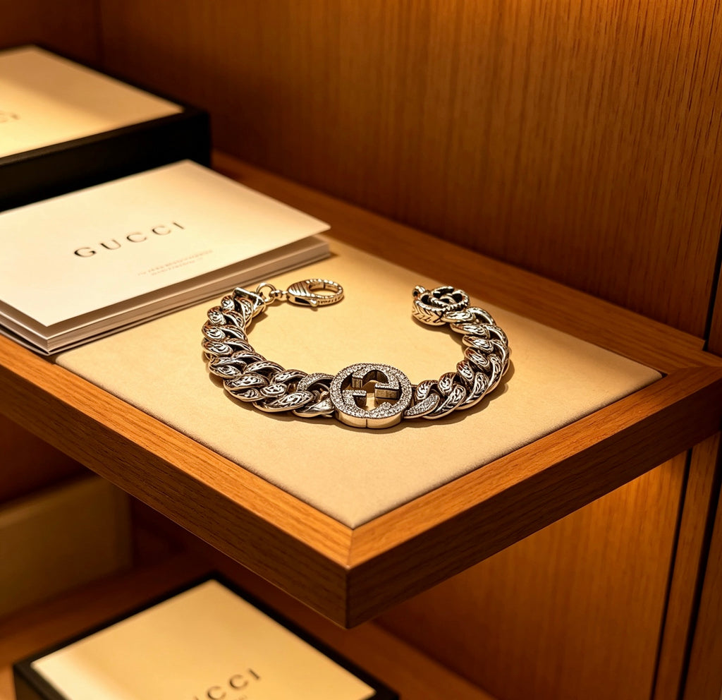 Gucci Silver-Tone Woven GG Open Bangle - album image 9