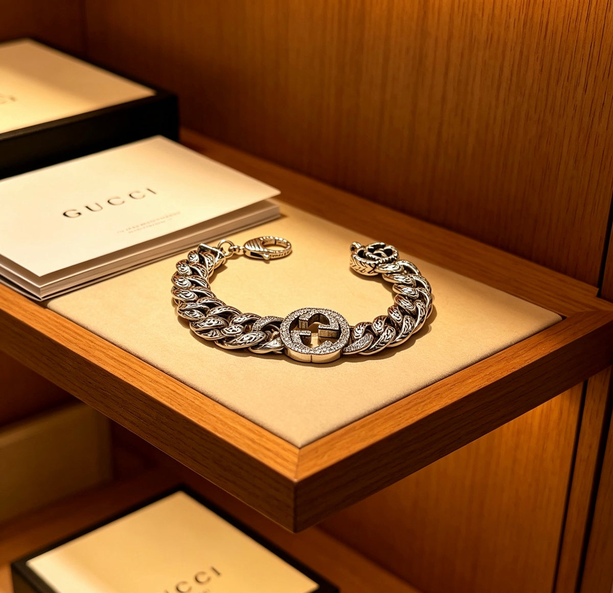 Gucci Silver-Tone Woven GG Open Bangle - album image 9