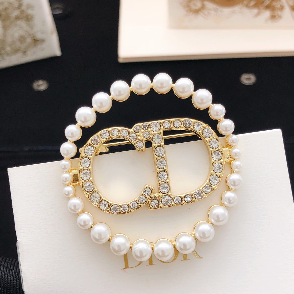 Dior Pearl-Look Halo CD Brooch - product image 1