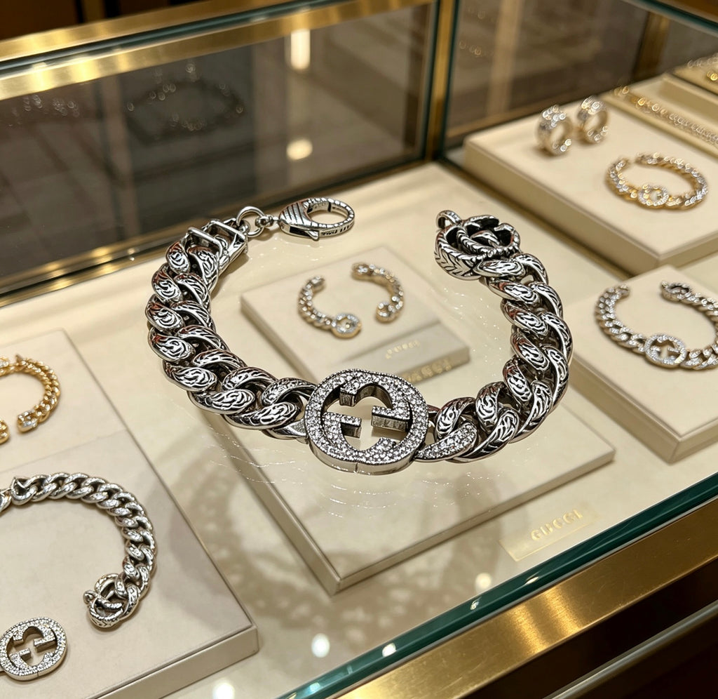 Gucci Silver-Tone Woven GG Open Bangle - album image 7