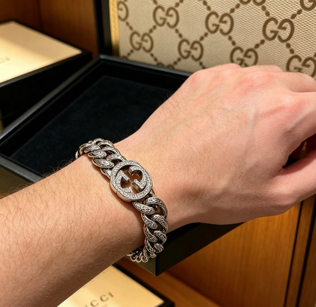 Gucci Silver-Tone Woven GG Open Bangle - album image 8