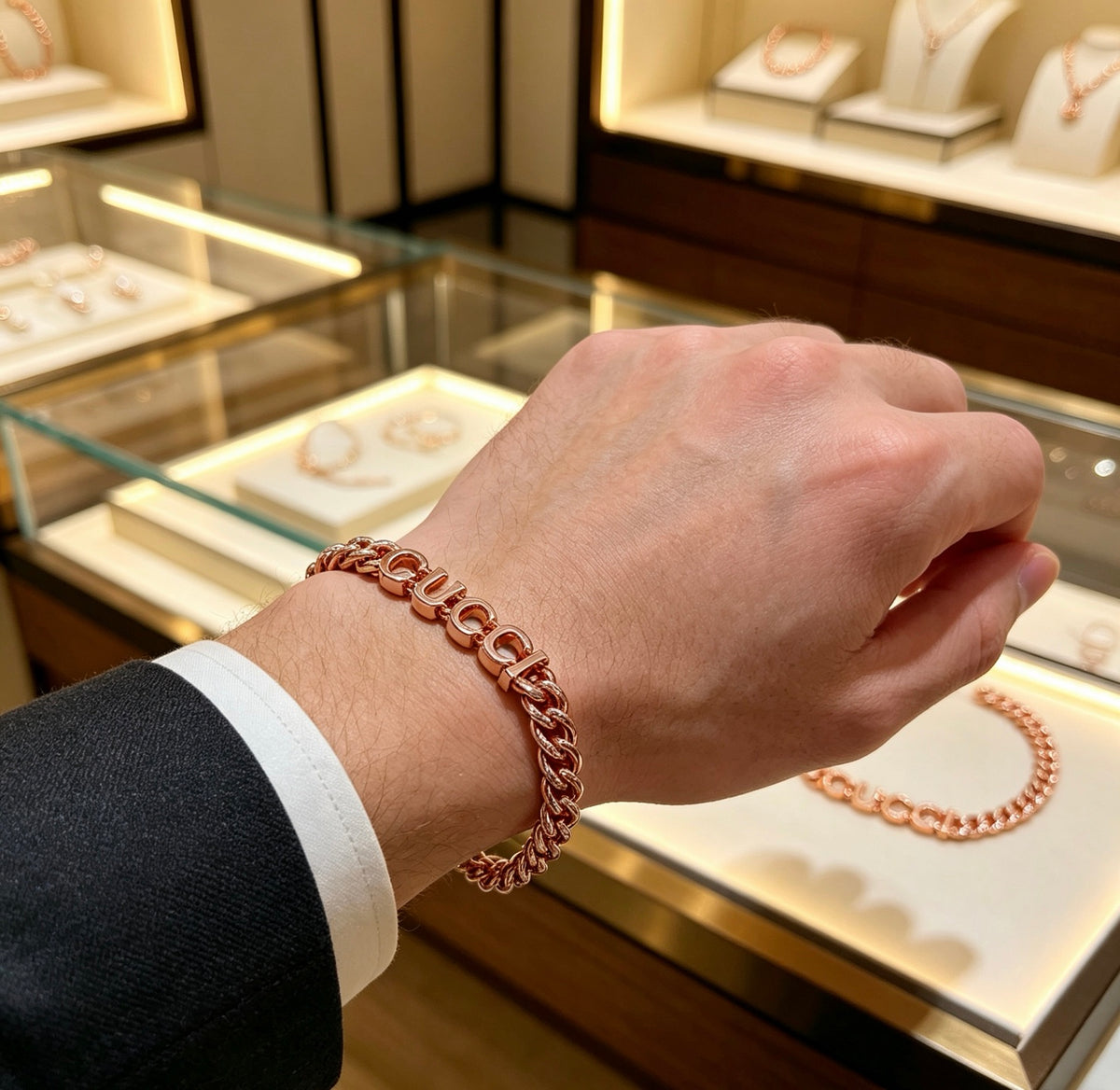 Gucci Rose Gold-Tone Woven Open Bangle - album image 3