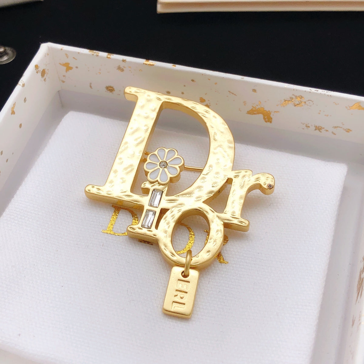 Dior Textured Letter Charm Brooch - product image 11