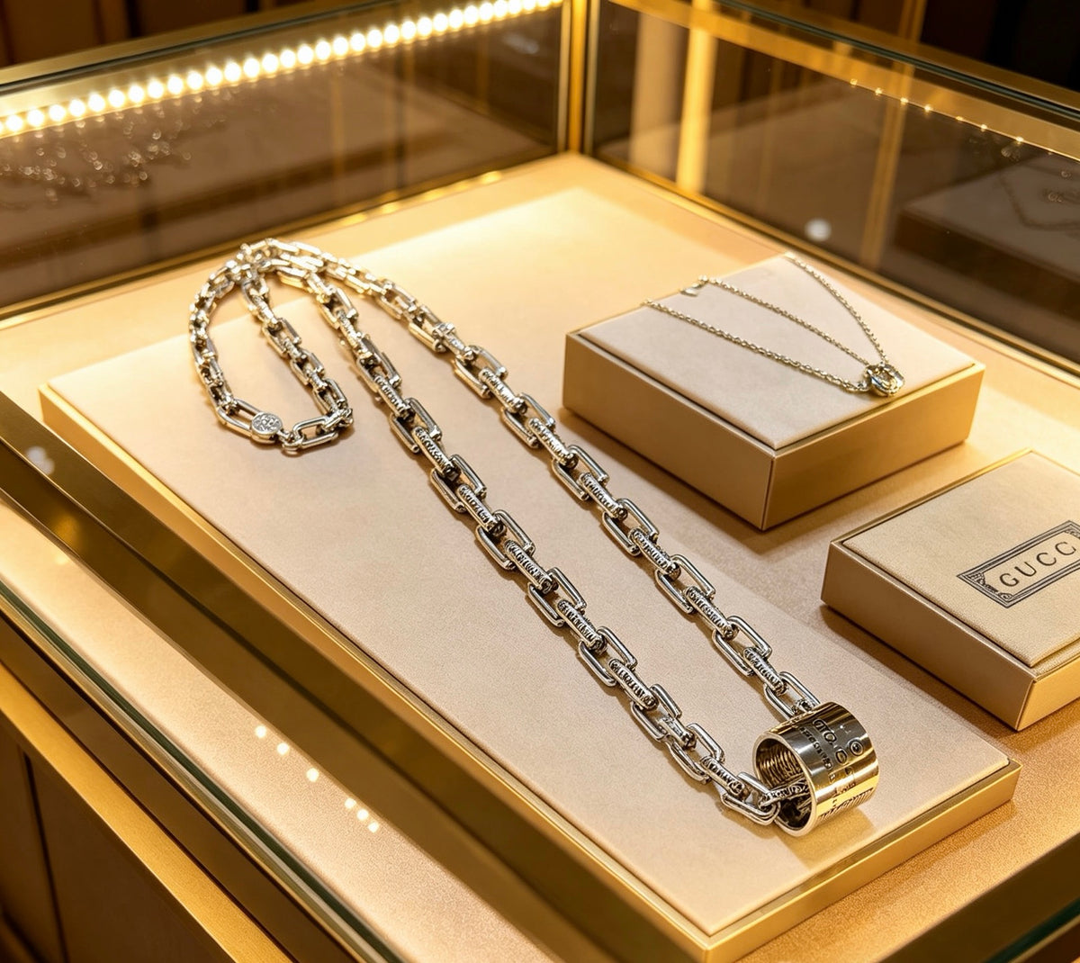 Gucci Anger Forest Interlocking G Antiqued Chain Necklace - album image 1