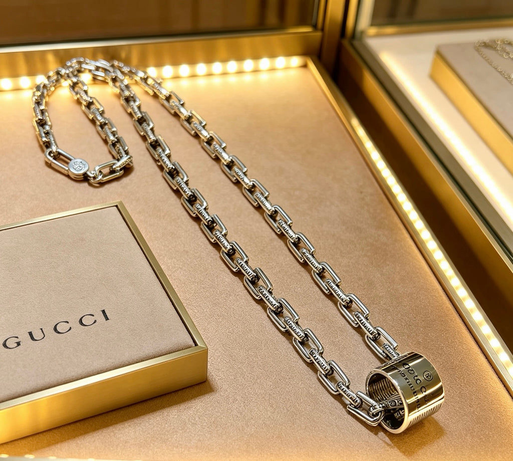 Gucci Anger Forest Interlocking G Antiqued Chain Necklace - album image 7