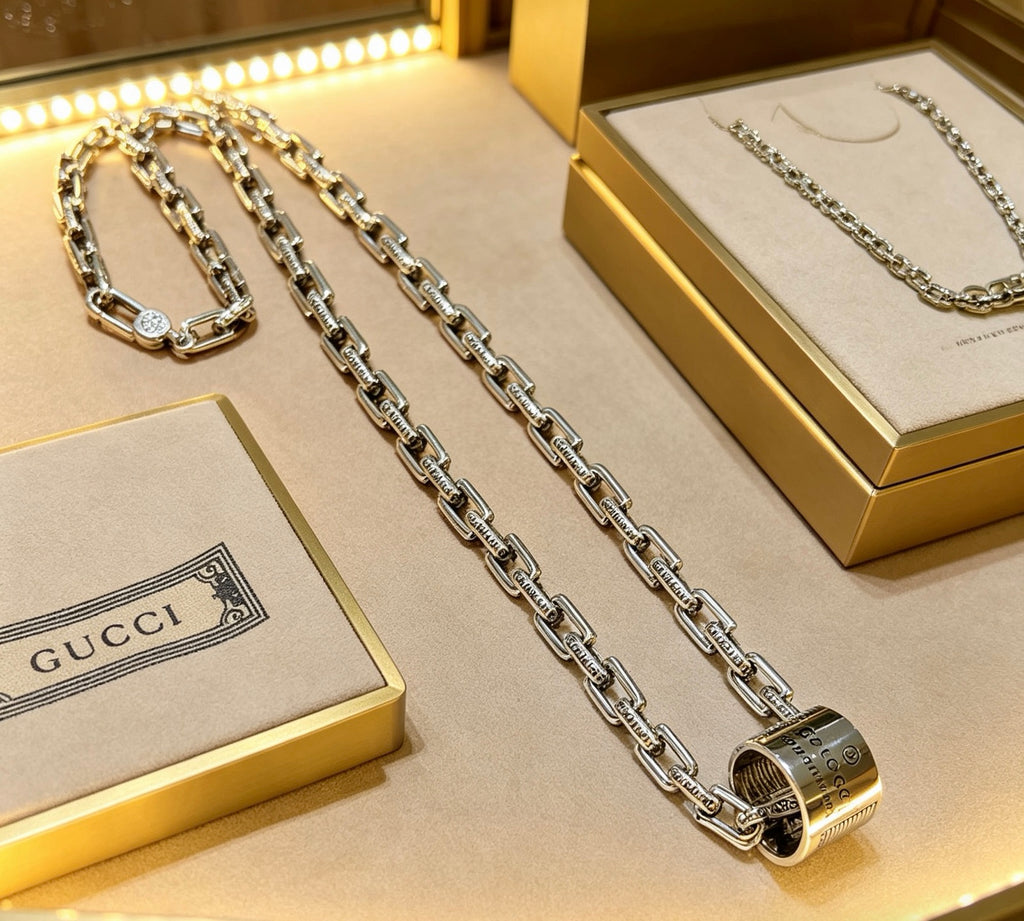 Gucci Anger Forest Interlocking G Antiqued Chain Necklace - album image 2