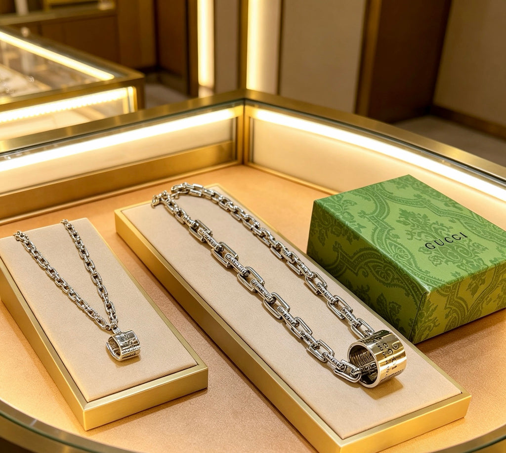 Gucci Anger Forest Interlocking G Antiqued Chain Necklace - album image 4