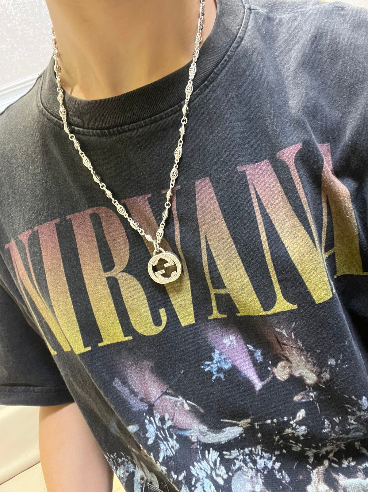 Gucci Anger Forest Interlocking G Pendant Antiqued Chain Necklace - album image 6