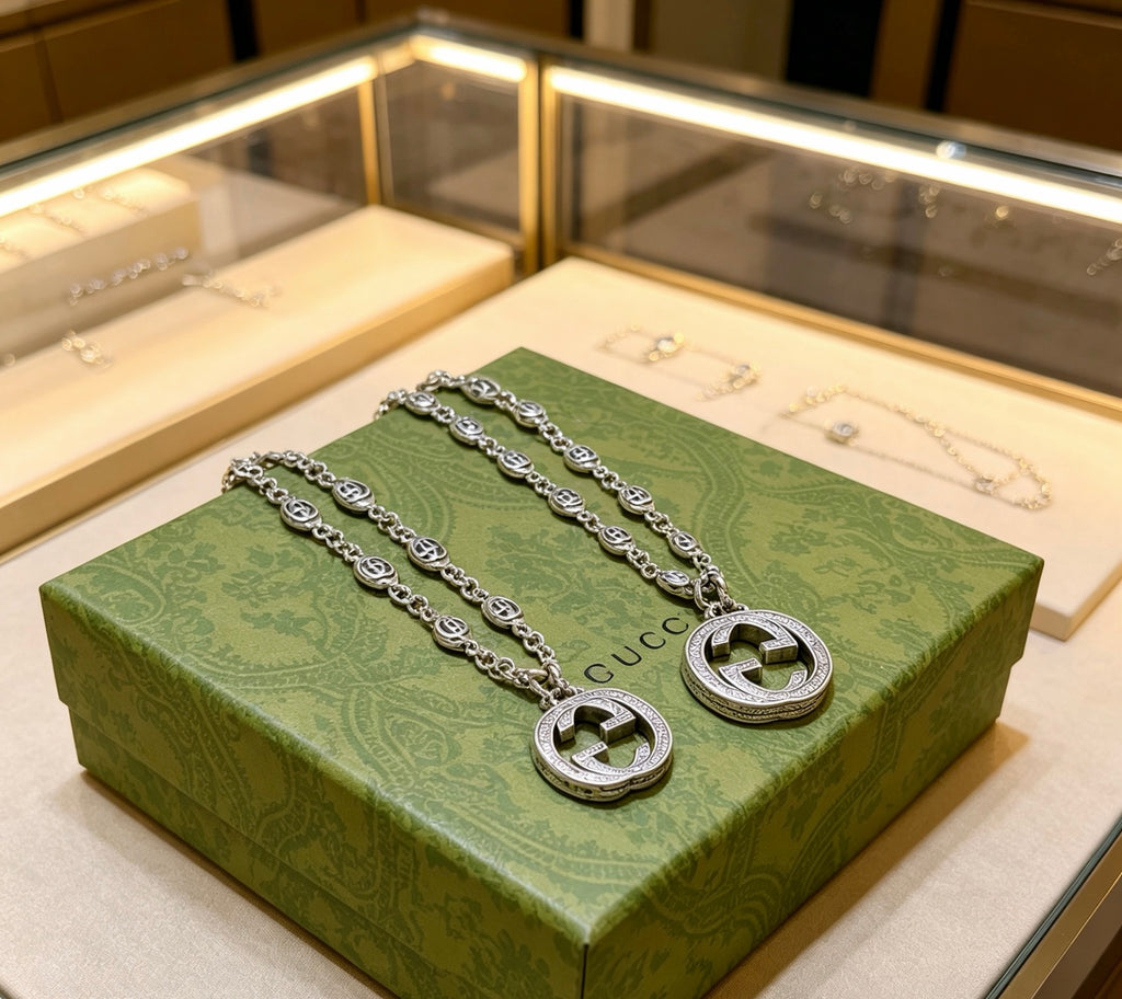 Gucci Anger Forest Interlocking G Pendant Antiqued Chain Necklace - album image 7