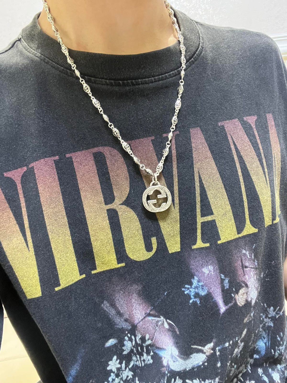 Gucci Anger Forest Interlocking G Pendant Antiqued Chain Necklace - album image 9