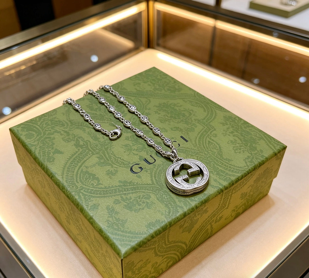 Gucci Anger Forest Interlocking G Pendant Antiqued Chain Necklace - album image 4