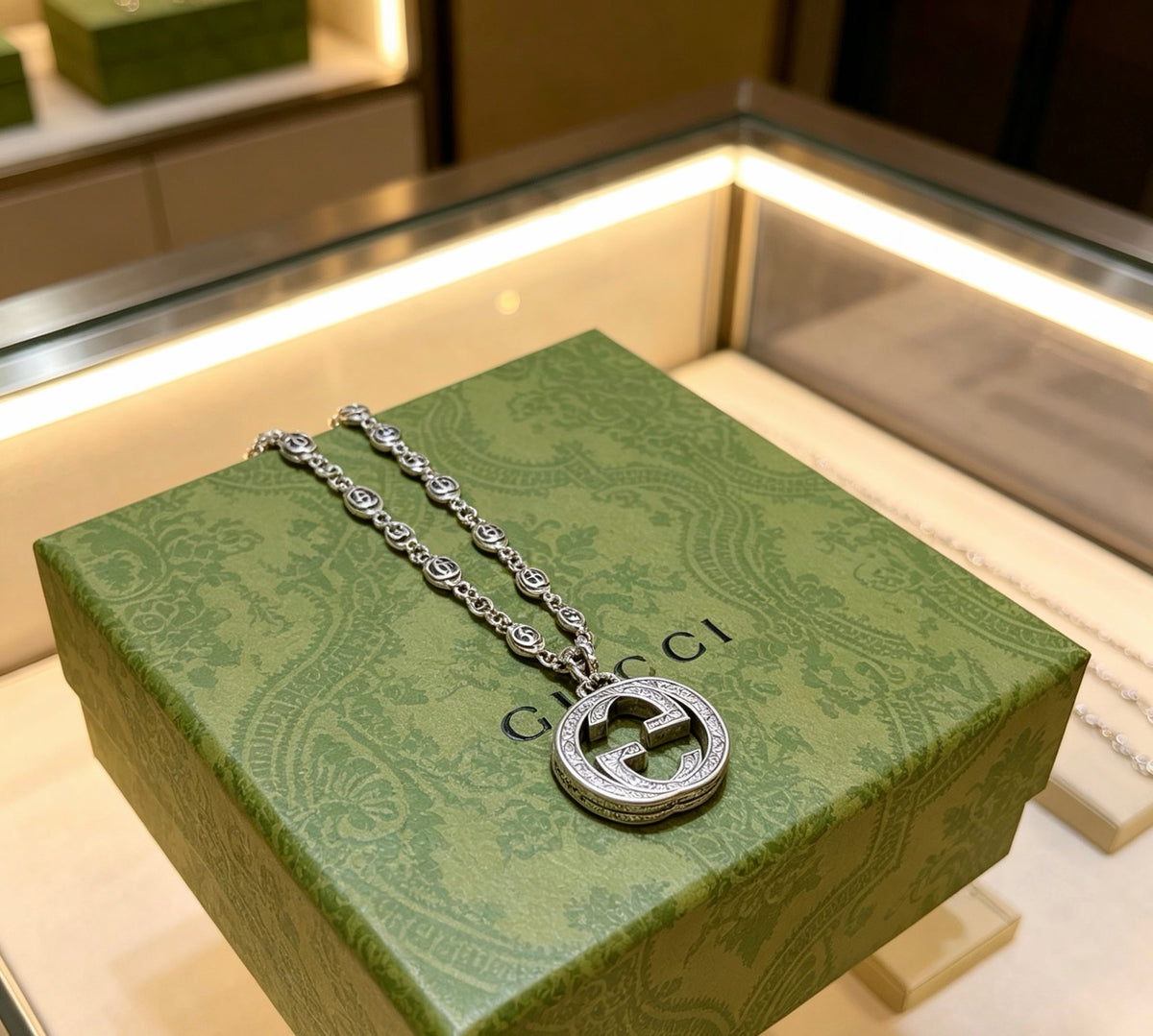 Gucci Anger Forest Interlocking G Pendant Antiqued Chain Necklace - album image 8