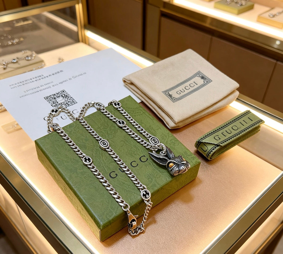 Gucci Anger Forest Interlocking G Antique Silver-Tone Silver-Tone Antiqued Chain Necklace - album image 9